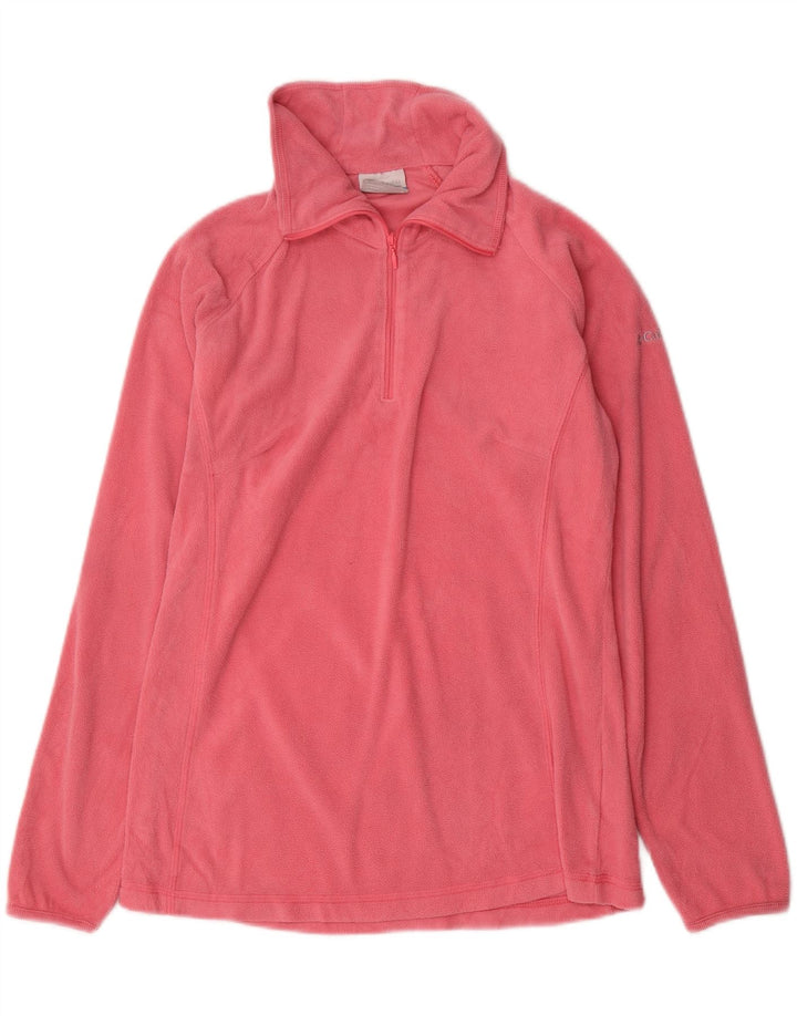COLUMBIA Womens Zip Neck Fleece Jumper UK 12 Medium Pink Polyester