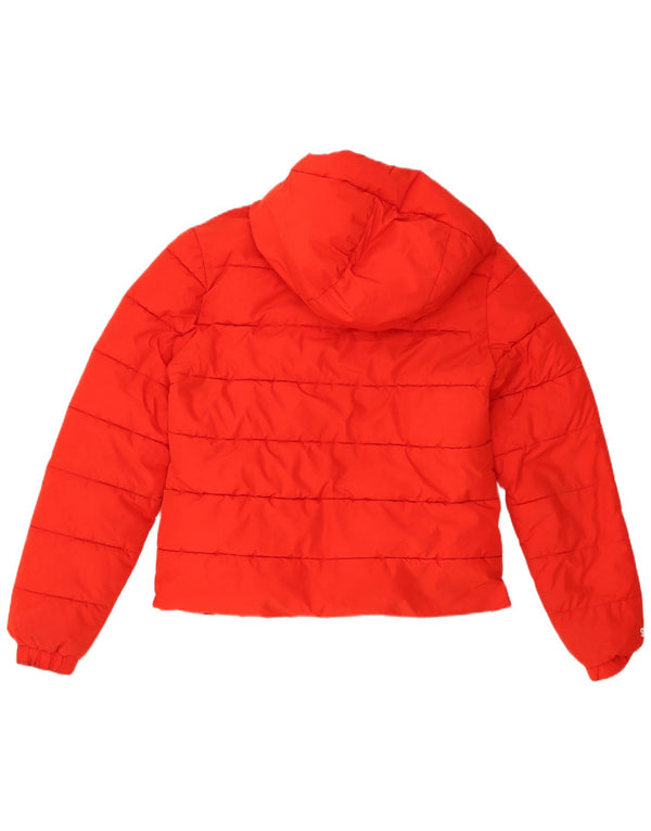 Superdry Womens Hooded Padded Jacket UK 12 Medium Red Polyester