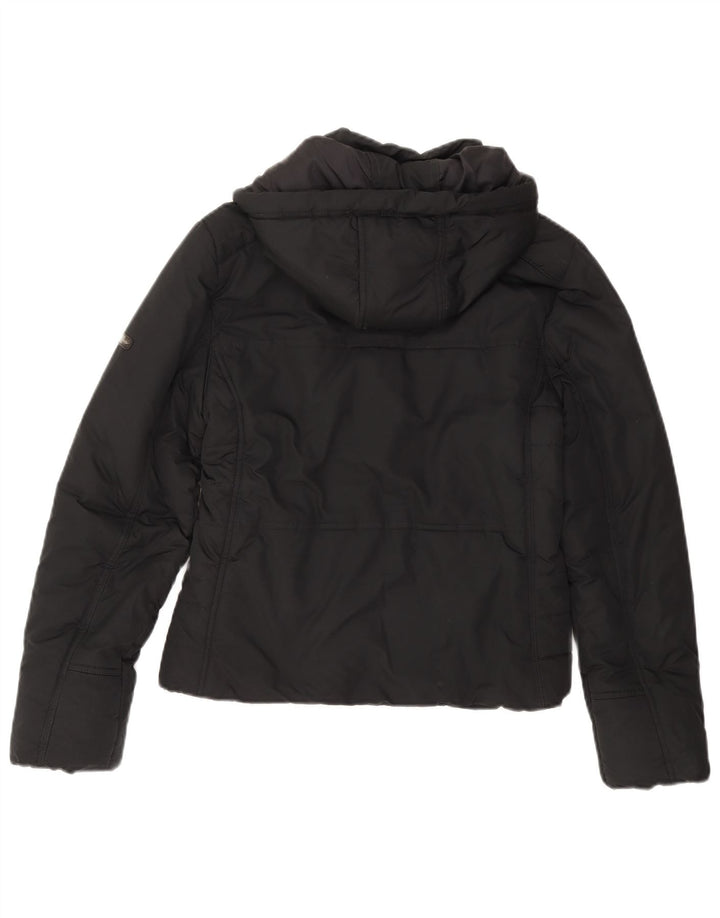 CHAMPION Womens Hooded Padded Jacket UK 14 Medium Black Polyester