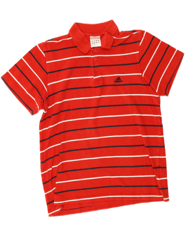 Adidas Mens Polo Shirt Medium Red Striped Cotton