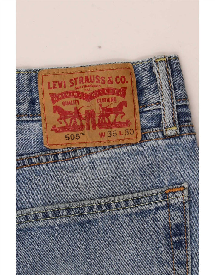 Levi's Herre 505 Distressed Straight Jeans W36 L30 Blå