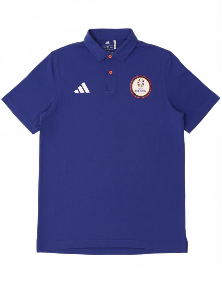 ADIDAS Mens UEFA Champions League Polo Shirt Medium Blue Polyester Vintage Adidas and Second-Hand Adidas from Messina Hembry 