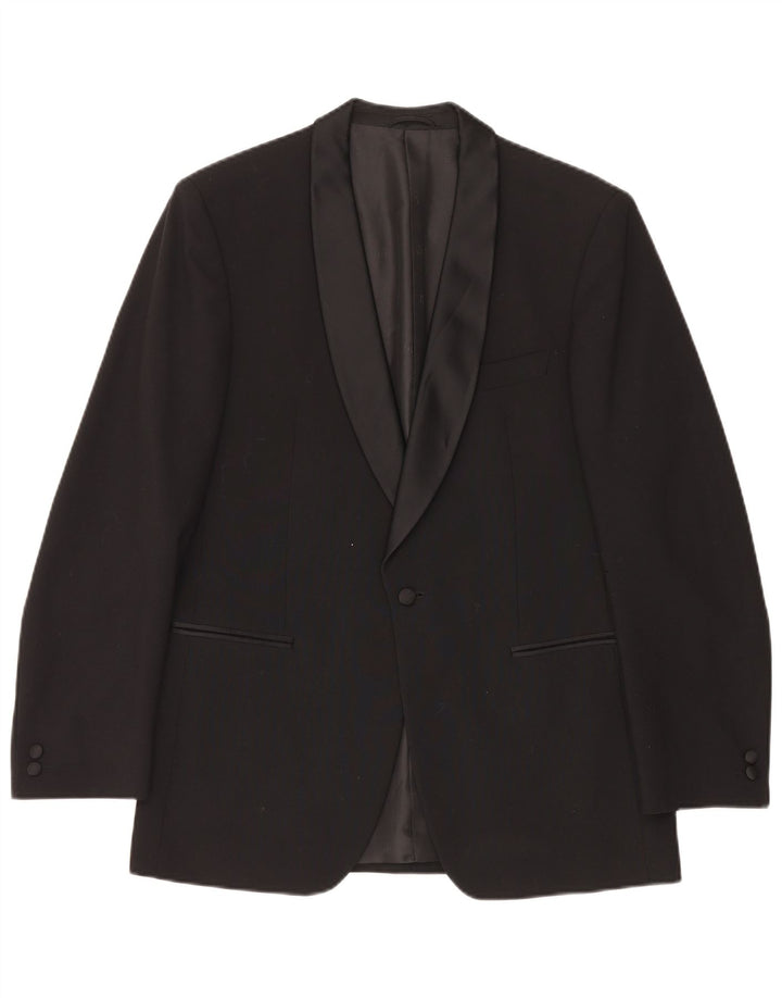 Jaqueta blazer masculina Wilvorst com 1 botão Reino Unido 38 médio preto lã nova