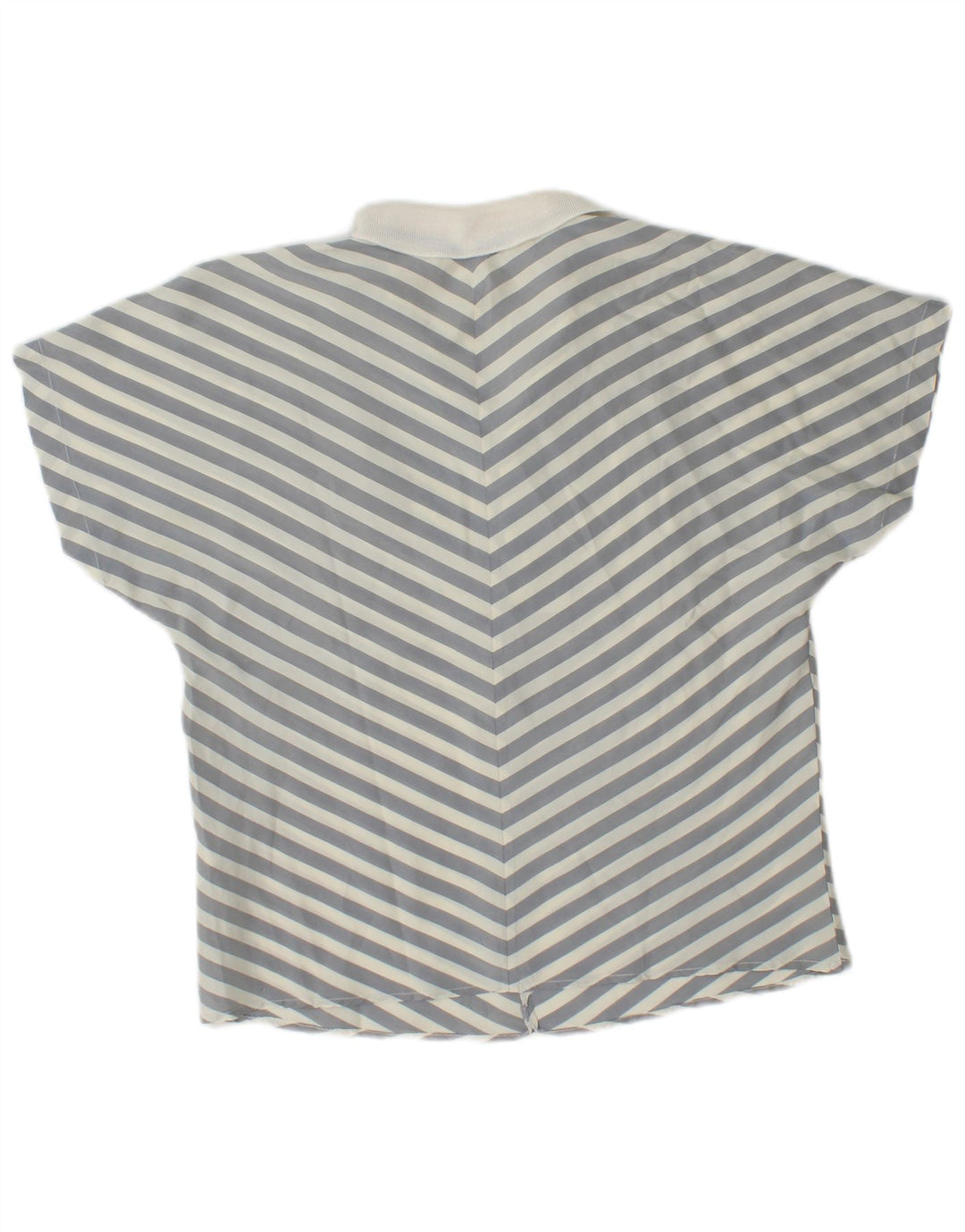 Vintage Womens Short Sleeve Pullover Shirt Blouse UK 14 Medium Grey Striped