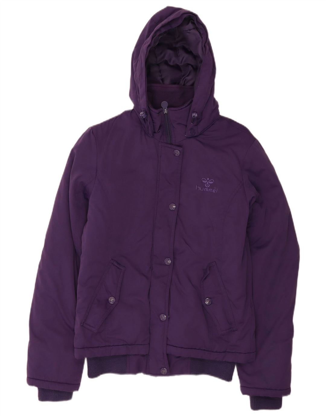 Hummel Womens Hooded Padded Jacket UK 14 Medium Purple Nylon