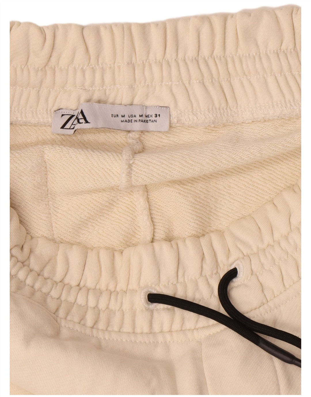 Zara Mens Tracksuit Trousers Joggers Medium  Off White Cotton