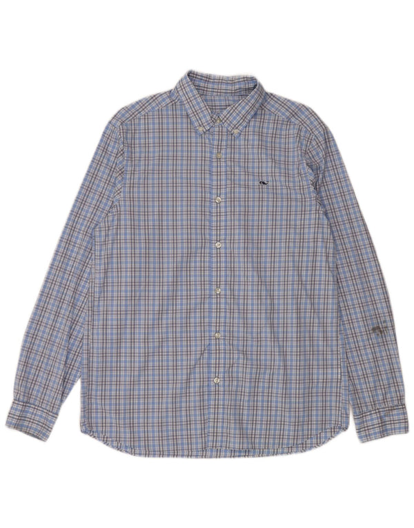Vineyard Vines Mens Classic Fit Shirt Medium Blue Check Nylon