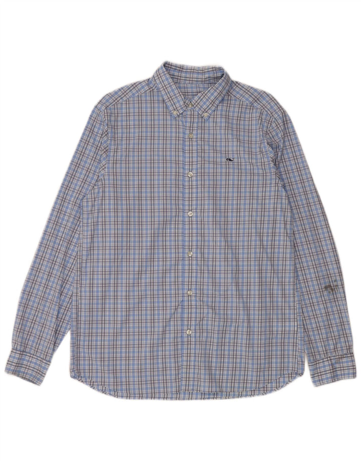 Vineyard Vines Mens Classic Fit Shirt Medium Blue Check Nylon