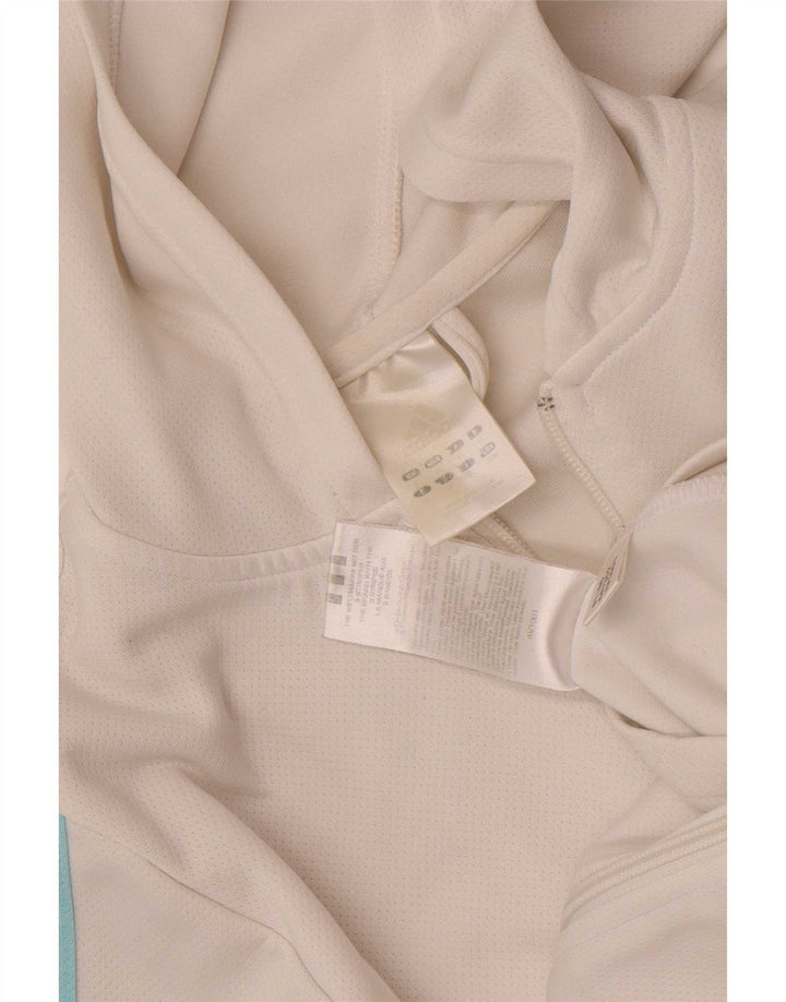 Adidas Womens Zip Hoodie Sweater UK 12 Medium White Polyester