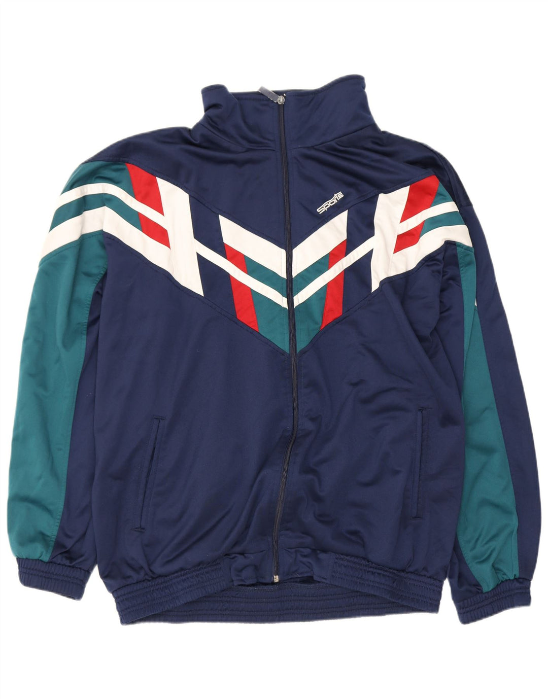 Giacca da tuta da uomo vintage 2XL Poliestere color block blu navy