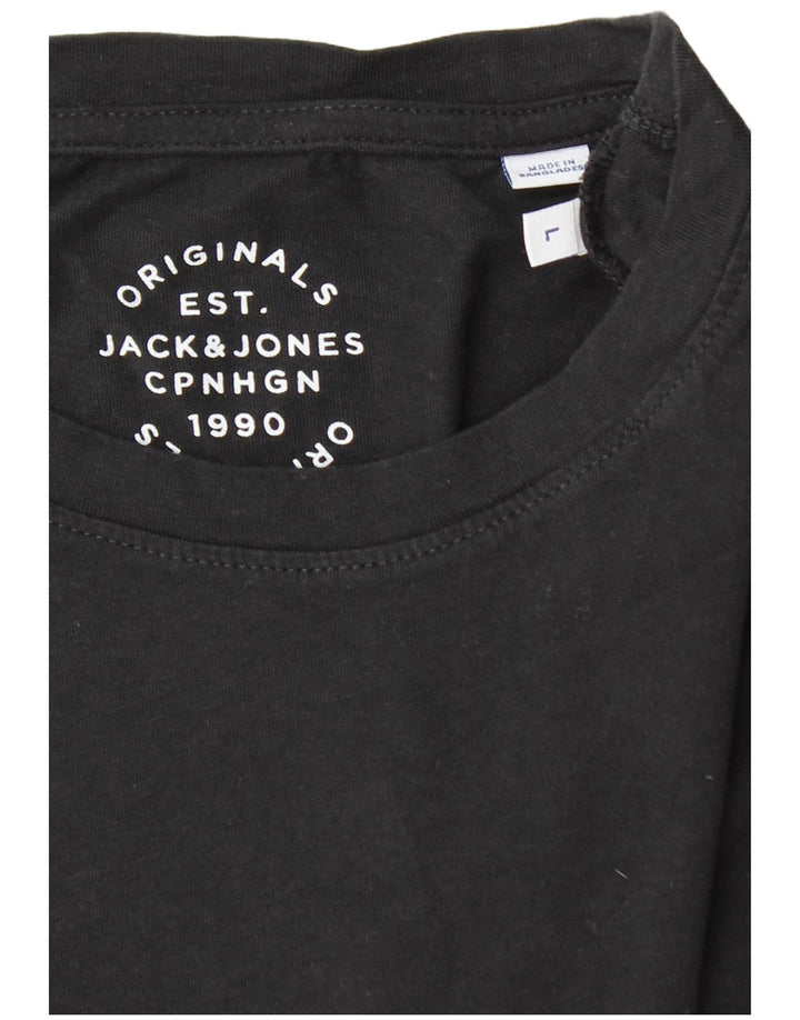 Jack & Jones Mens T-Shirt Top Large Black Colourblock