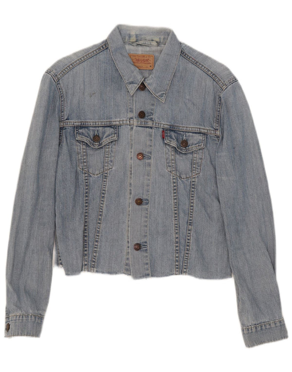 Levi's Girls Crop Denim Jacket 10-11 Years Medium Blue Cotton