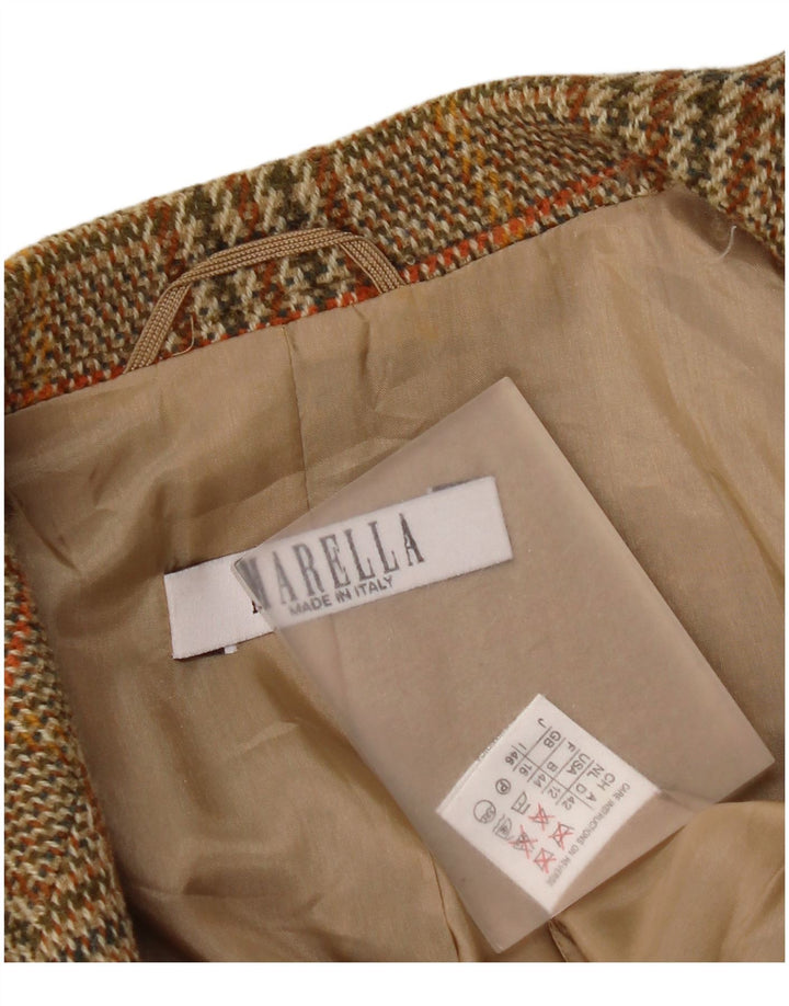 Marella Womens 2 Button Blazer Jacket UK 16 Large Brown Houndstooth
