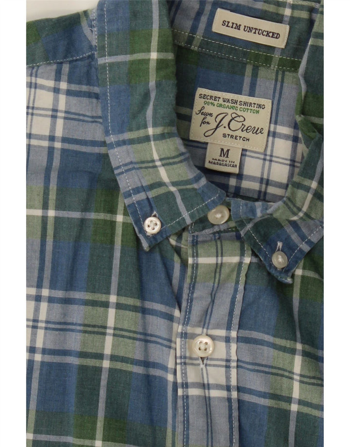 J. CREW Mens Stretch Slim Shirt Medium Blue Check Cotton Vintage J. Crew and Second-Hand J. Crew from Messina Hembry 