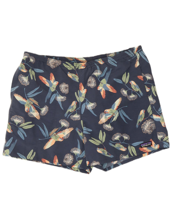 Patagonia Herren-Badeshorts, groß, marineblaues Nylon mit Blumenmuster