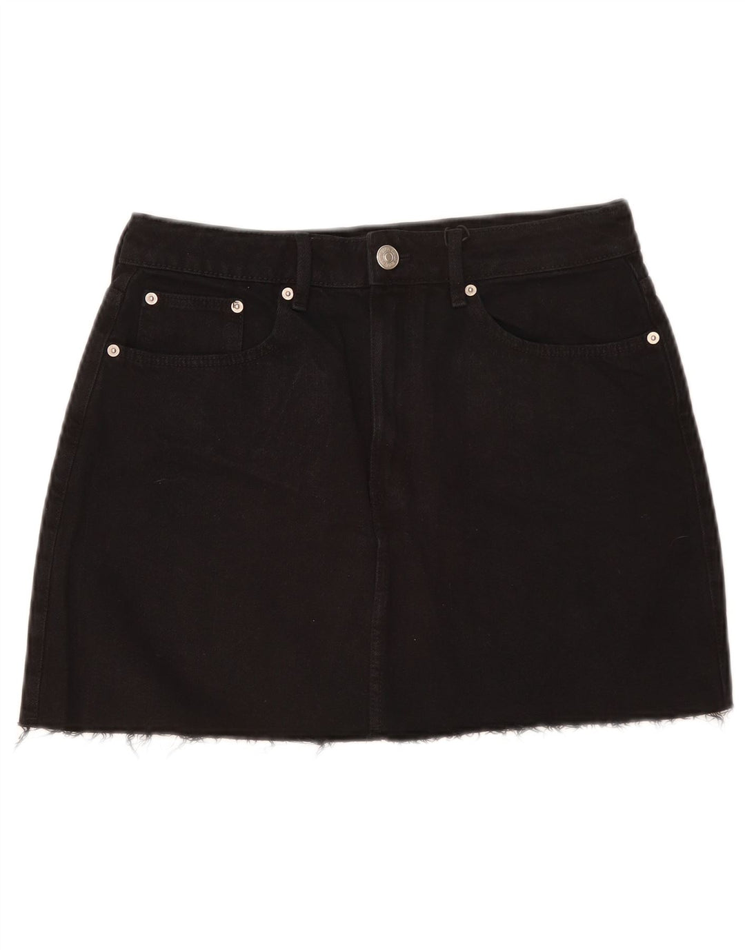 Zara Womens Denim Skirt Large W30 Black Cotton