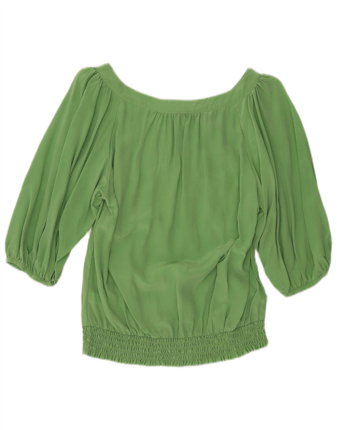 Monsoon Womens 3/4 Sleeve Blouse Top UK 12 Medium Green Silk