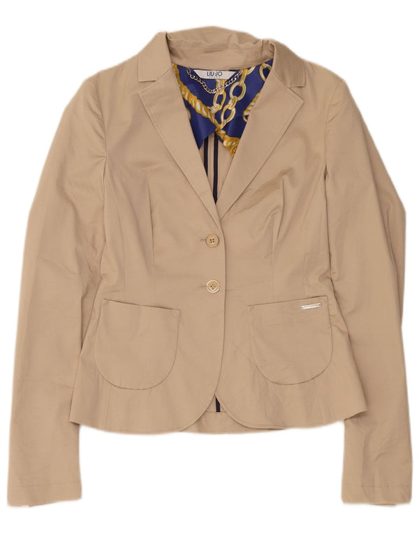 Liu Jo Dame 2-knaps blazerjakke IT 42 Medium Beige Bomuld