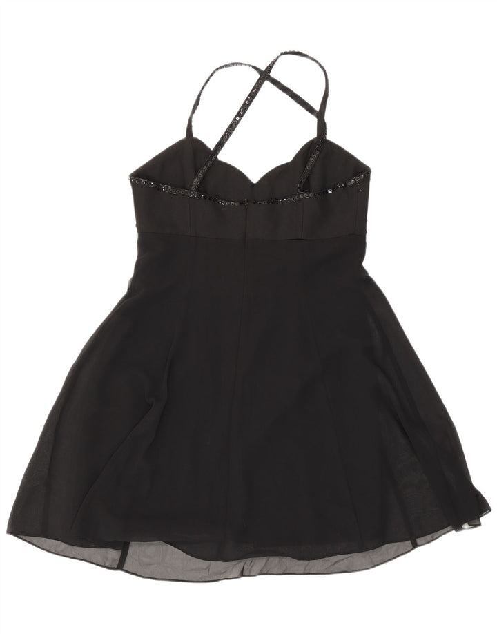 Charlotte Halton Mini robe dos nu pour femme UK 12 Medium Noir Polyester