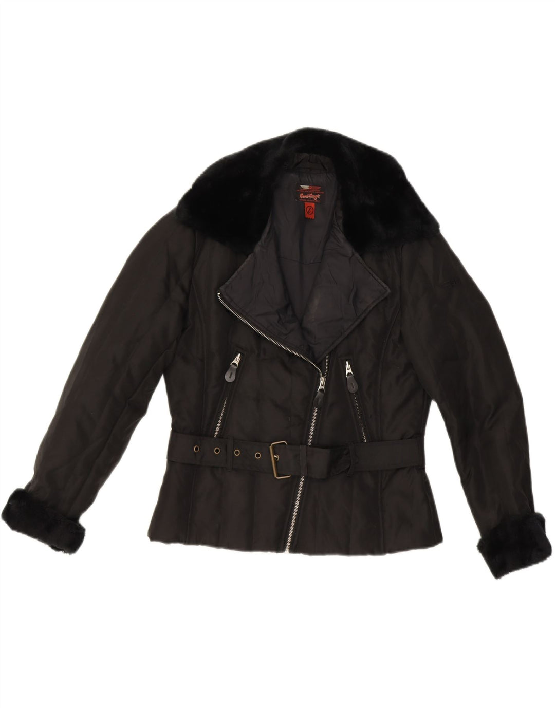 BOMB BOOGIE Womens Biker Jacket UK 16 Large Black Nylon Vintage Bomb Boogie and Second-Hand Bomb Boogie from Messina Hembry 