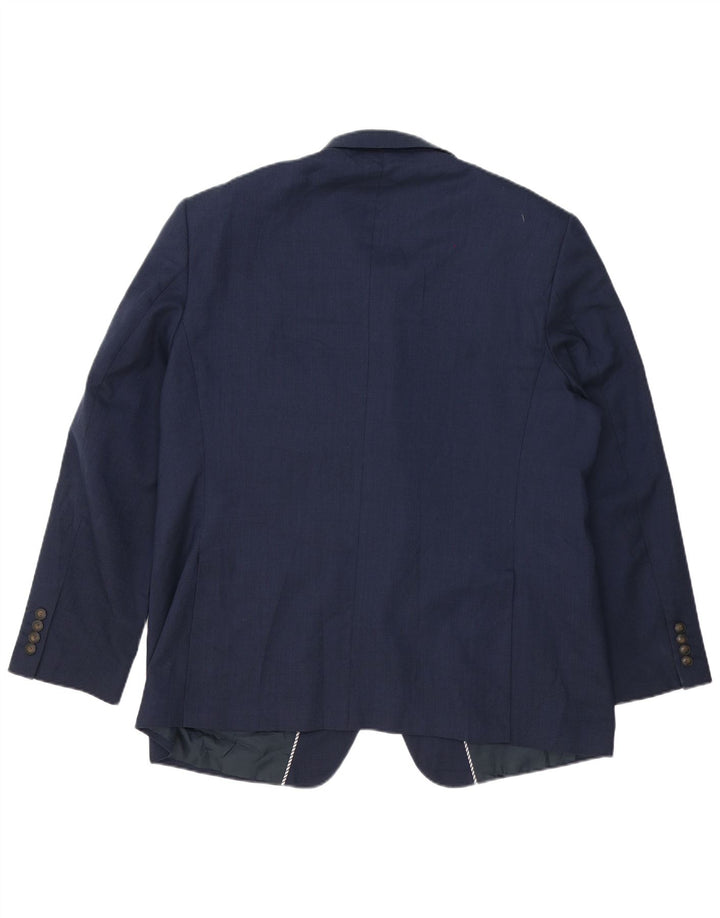 Jaqueta blazer masculina de 2 botões Marks & Spencer Reino Unido 46 XL azul marinho poliéster