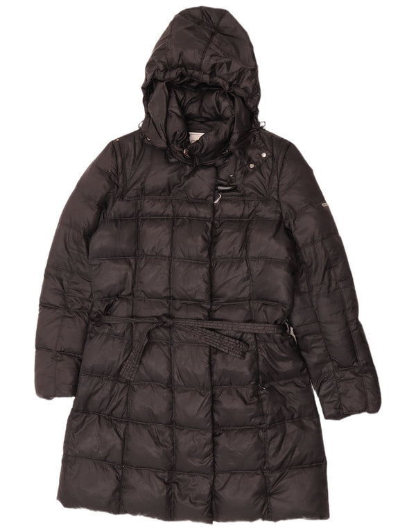 Geox Womens Respira Hooded Wattierter Mantel UK 14 Large Schwarz Polyester