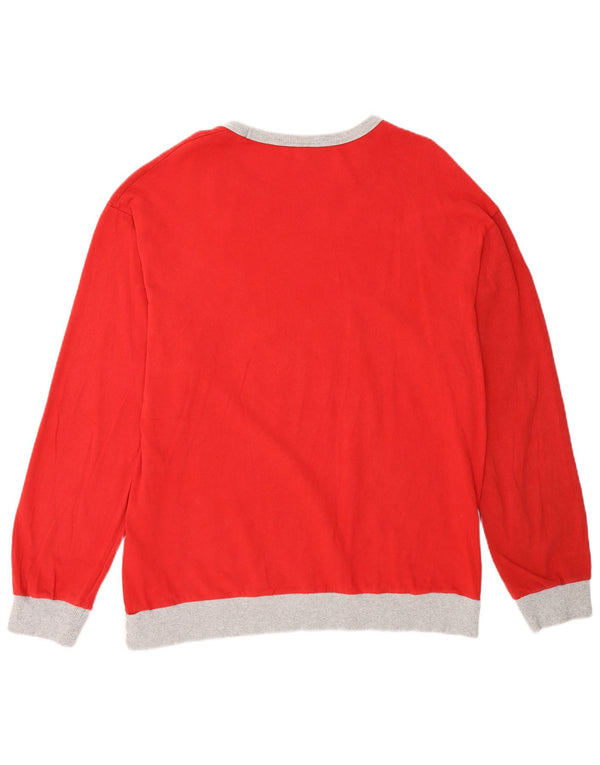 Benetton Womens Disney Graphic Top Long Sleeve UK 18 XL Red Colourblock