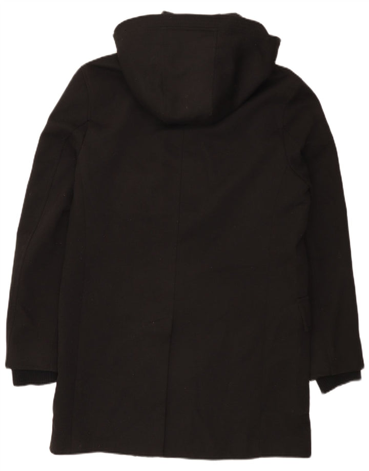 Zara Mens Hooded Parka Jacket UK 38 Medium Black Polyester