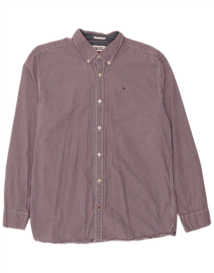 TOMMY HILFIGER Mens Shirt Large Multicoloured Gingham Cotton