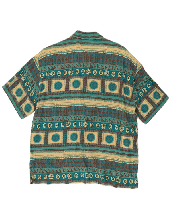 Ciao Mens Short Sleeve Shirt Large Turquoise Geometric