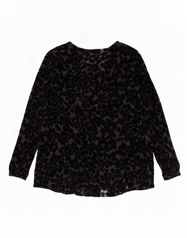 Durchsichtige Damen-Hemdbluse von Laura Ashley, Gr. 16, groß, schwarz, geblümt