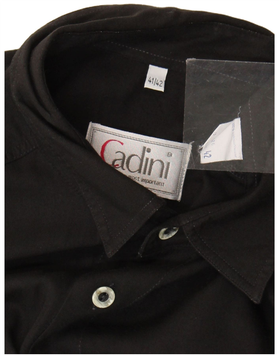 Cadini Mens Graphic Short Sleeve Shirt Suze 41/42 Large Black Viscose