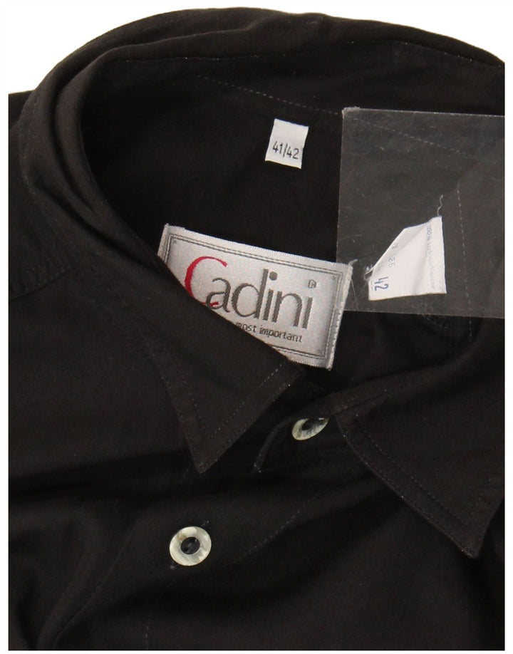 Cadini Mens Graphic Short Sleeve Shirt Suze 41/42 Large Black Viscose