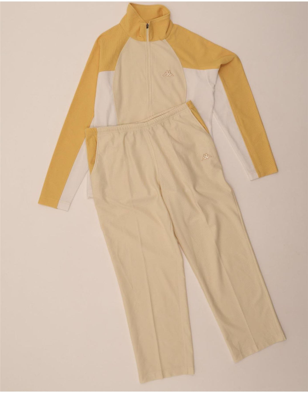 Kappa Womens Full Tracksuit UK 14 Medium  Yellow Colourblock Polyester