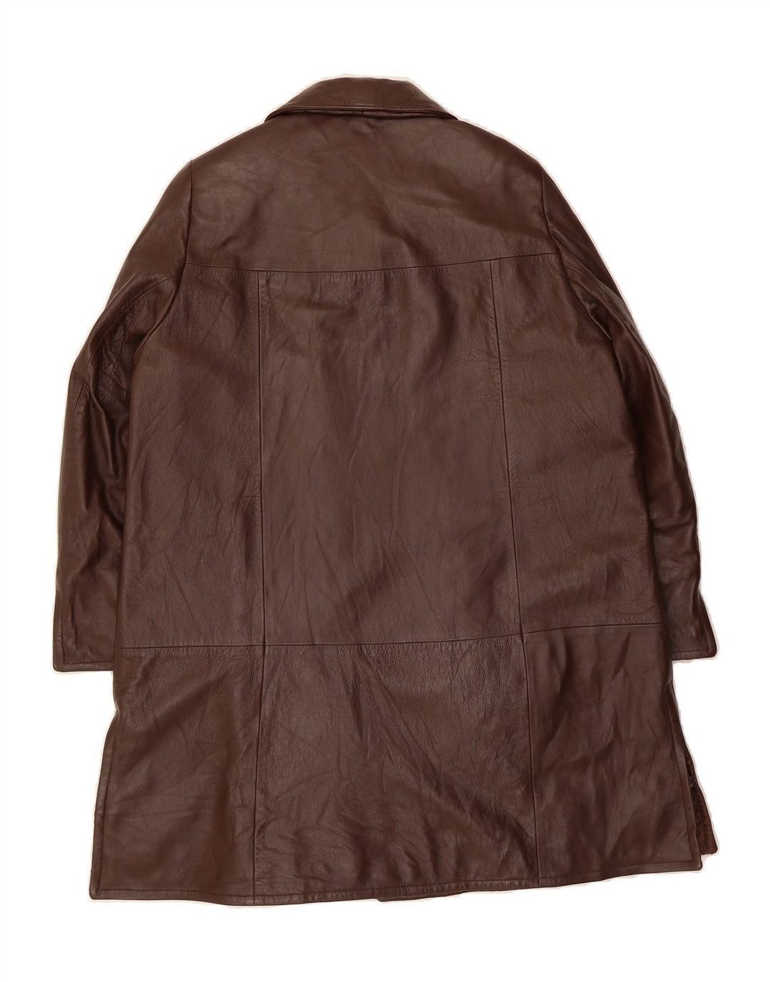 VINTAGE Womens Oversized Leather Coat IT 42 Medium Brown Leather Vintage Vintage and Second-Hand Vintage from Messina Hembry 