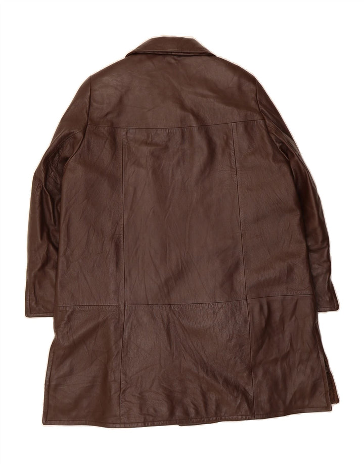 VINTAGE Womens Oversized Leather Coat IT 42 Medium Brown Leather Vintage Vintage and Second-Hand Vintage from Messina Hembry 