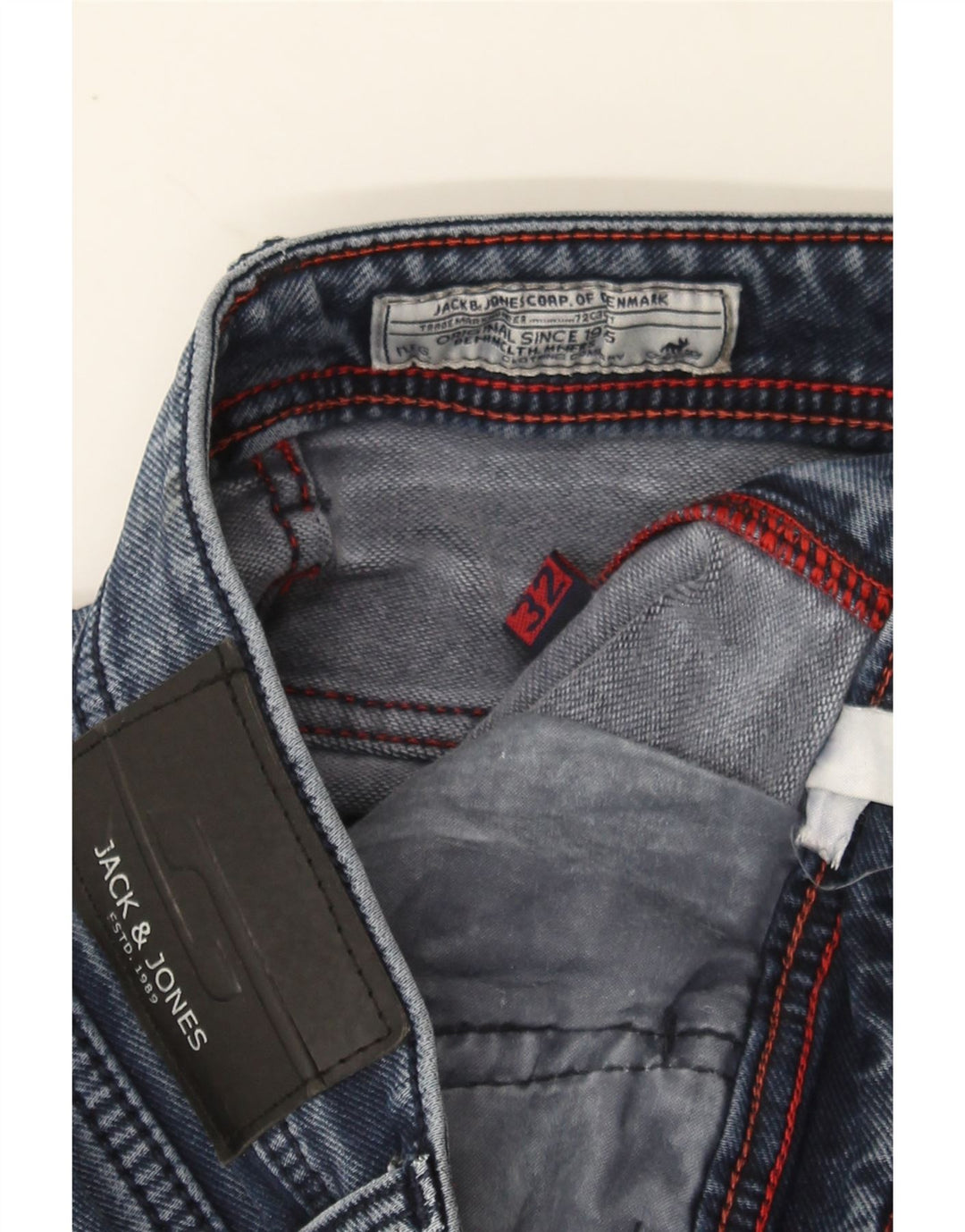 JACK & JONES Mens Slim Jeans W32 L30 Navy Blue Vintage Jack & Jones and Second-Hand Jack & Jones from Messina Hembry 