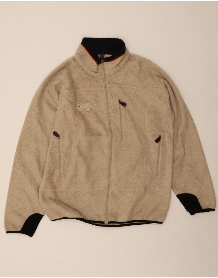 Giacca in pile da uomo Fila UK 40 Large Beige Colourblock Poliestere