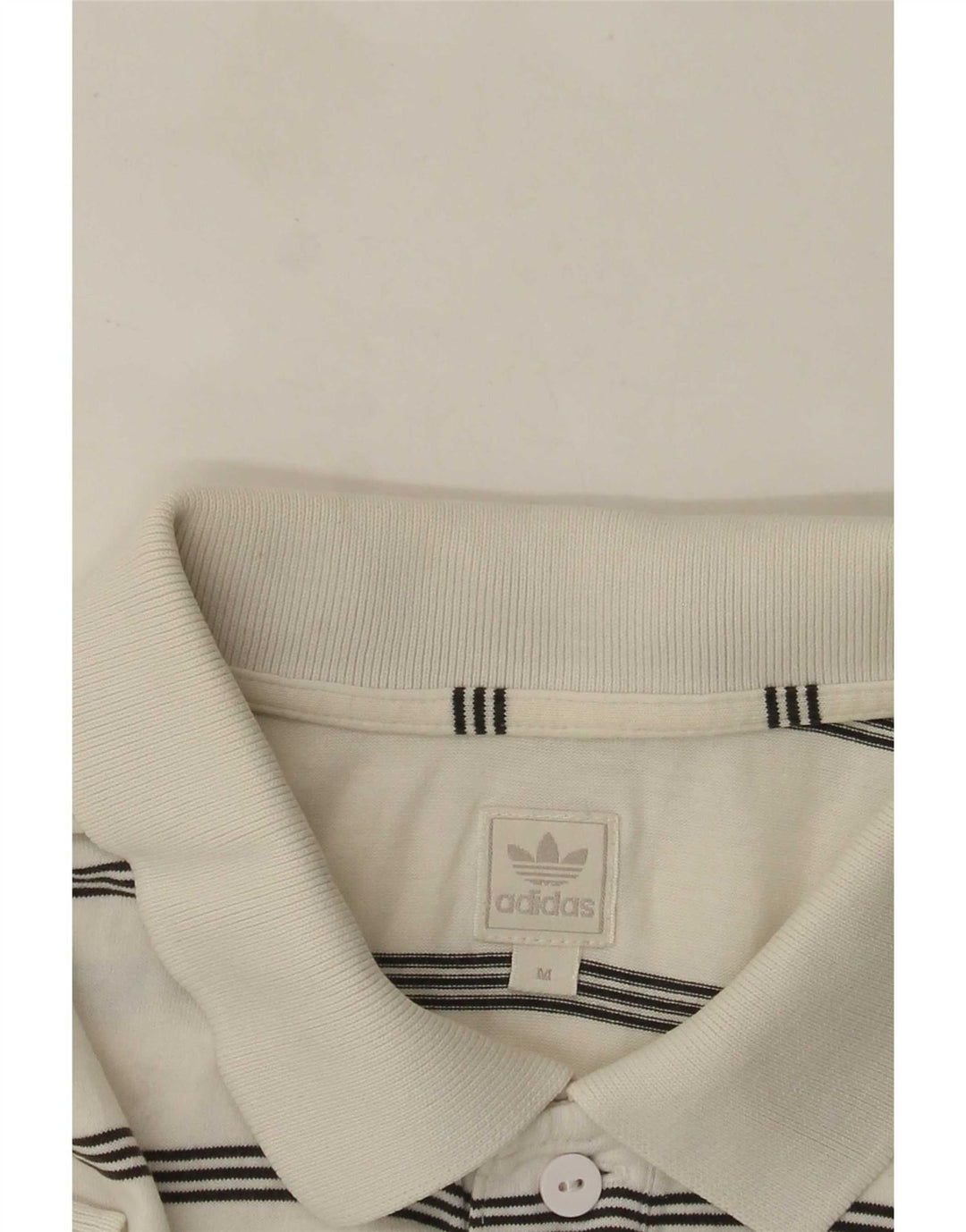 Adidas Mens Polo Shirt Medium White Striped