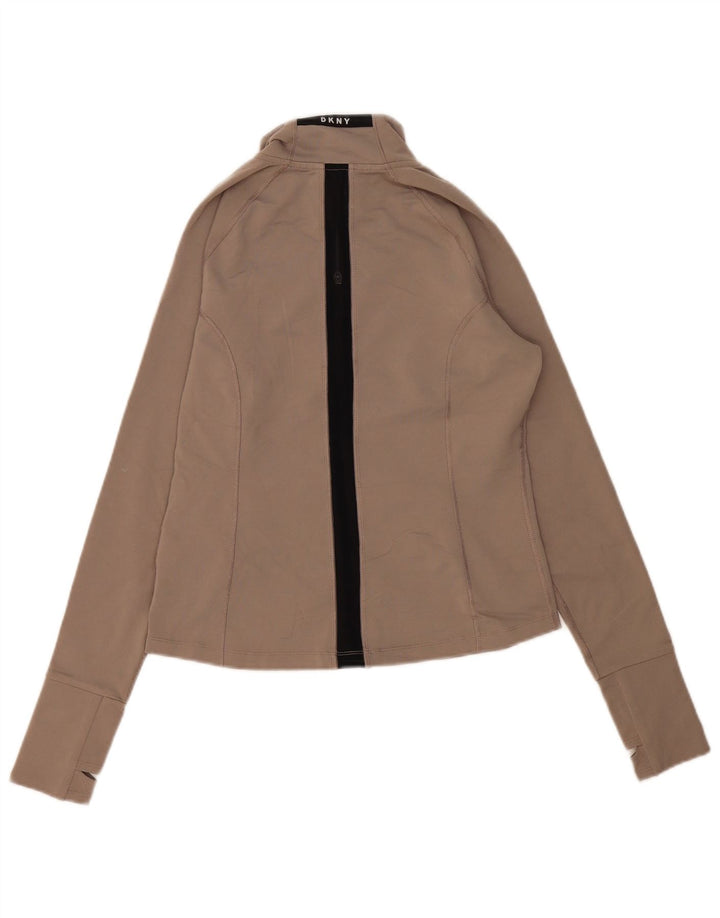 DKNY Womens Tracksuit Top Jacket UK 10 Small Beige Colourblock Polyester
