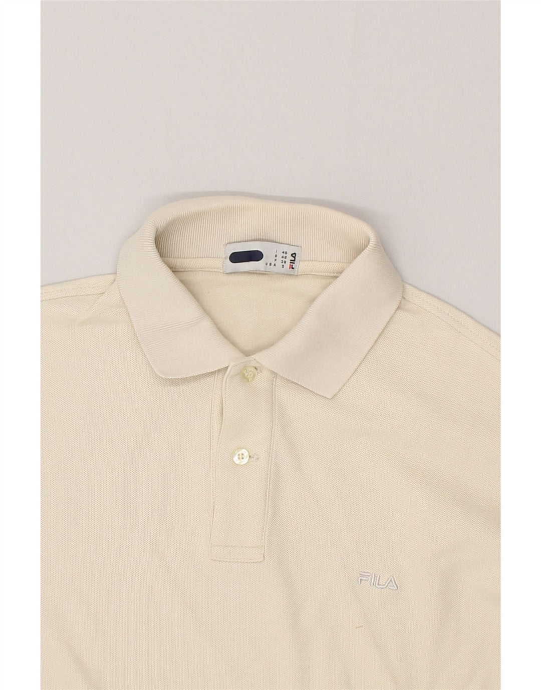 FILA Mens Polo Shirt IT 46 Small Beige Cotton Vintage Fila and Second-Hand Fila from Messina Hembry 
