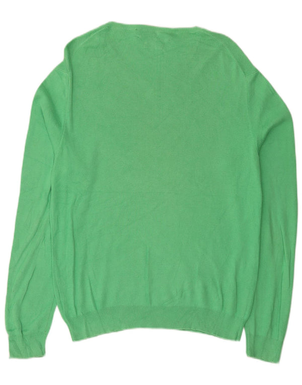 Polo Ralph Lauren Mens V-Neck Jumper Sweater Medium Green Cotton