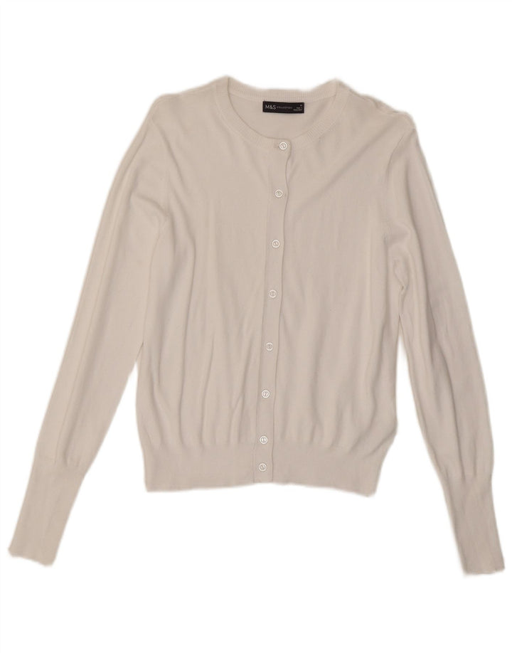 Marks & Spencer Womens Cardigan Sweater UK 10 Small White Viscose