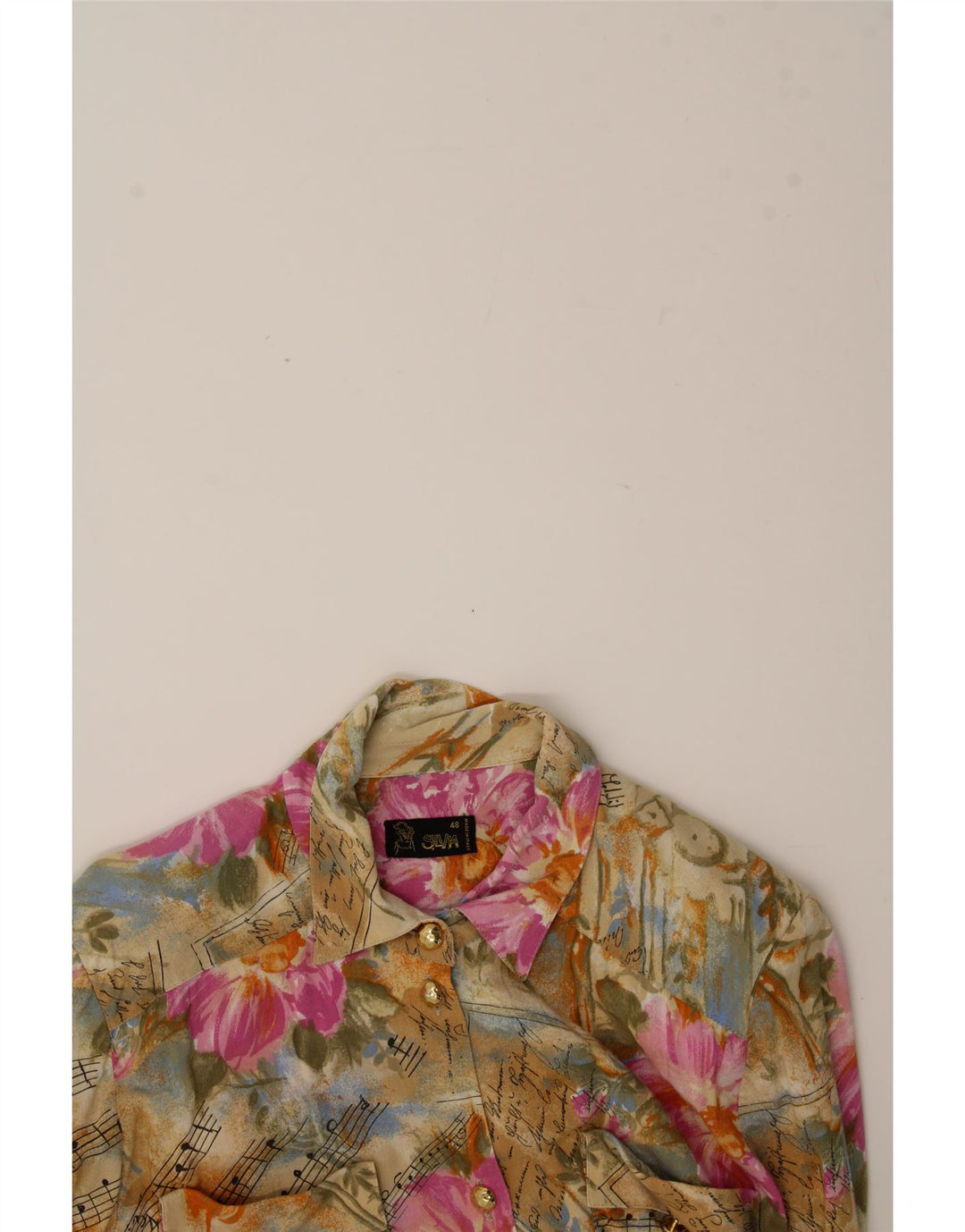 SILVY Womens Shirt Blouse IT 48 XL Beige Floral Vintage Silvy and Second-Hand Silvy from Messina Hembry 