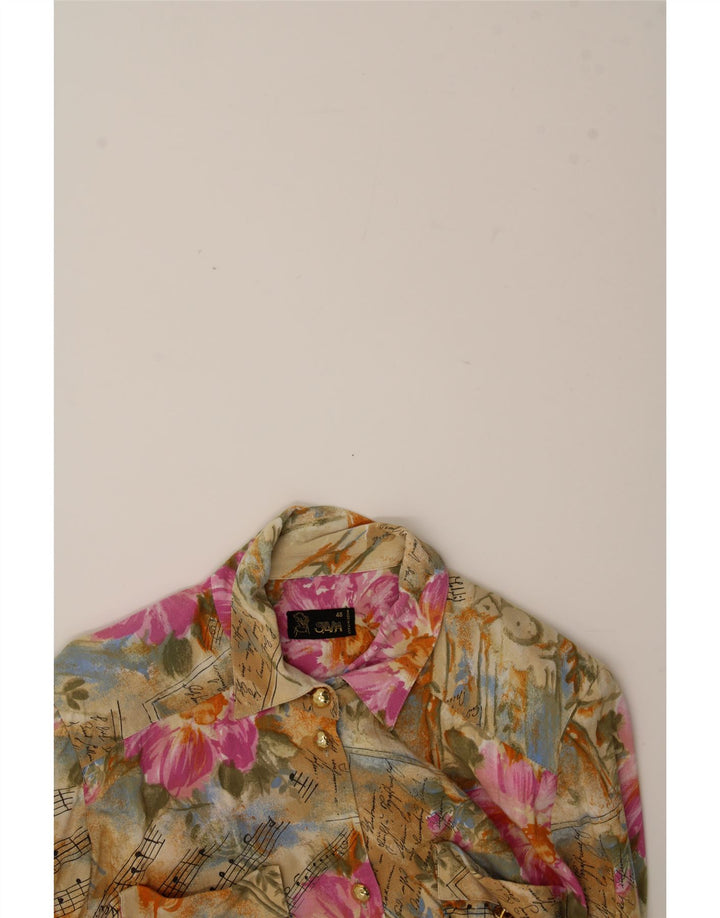 SILVY Womens Shirt Blouse IT 48 XL Beige Floral Vintage Silvy and Second-Hand Silvy from Messina Hembry 