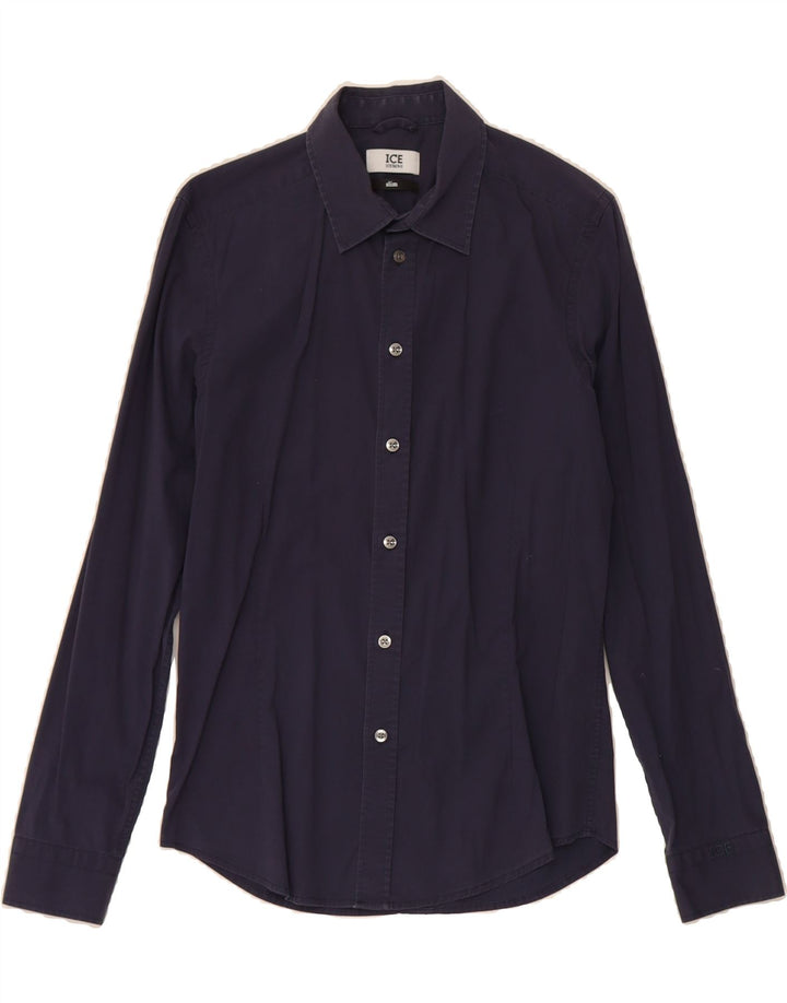 ICEBERG Mens Slim Shirt Small Navy Blue Cotton Vintage Iceberg and Second-Hand Iceberg from Messina Hembry 