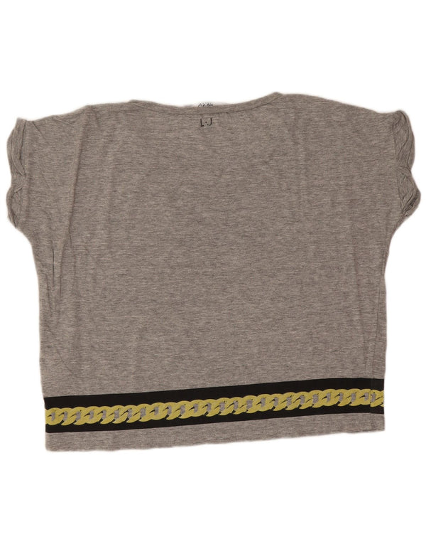 Liu Jo T-shirt graphique surdimensionné pour femme UK 4 XS Gris Coton