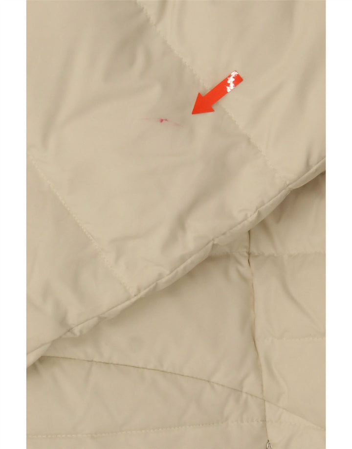 VINTAGE Abrigo acolchado con capucha para mujer Reino Unido 14 Poliéster blanco medio