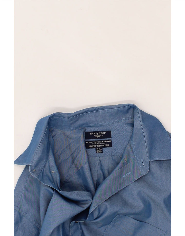 DOCKERS Mens Shirt Size 16 1/2 Large Blue Cotton Vintage Dockers and Second-Hand Dockers from Messina Hembry 