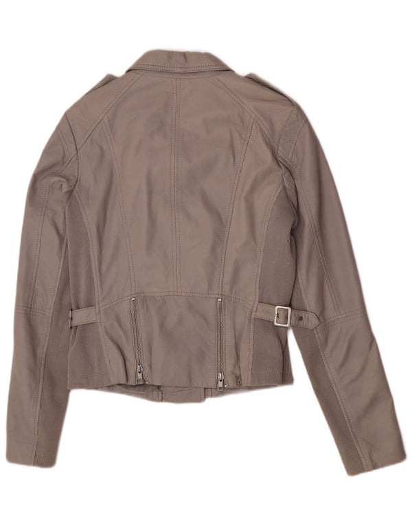 S.Oliver Veste de motard en cuir pour femme UK 8 Small Gris